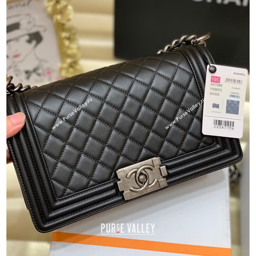 Chanel Quilted Original Incas Calfskin Leather Medium Boy Flap Bag Black/Silver (Top Quality) (SHUNY-210811055)