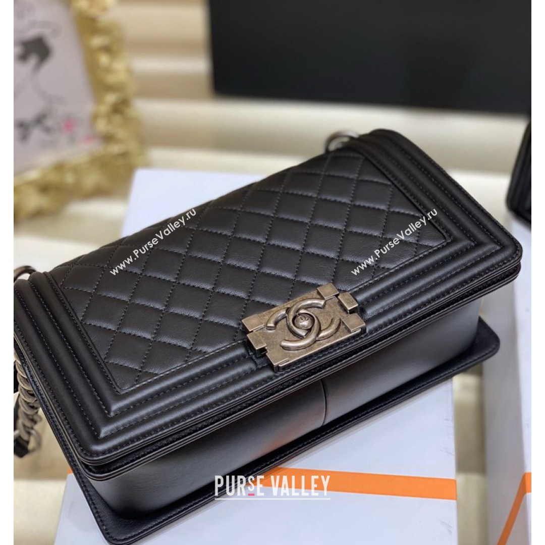 Chanel Quilted Original Incas Calfskin Leather Medium Boy Flap Bag Black/Silver (Top Quality) (SHUNY-210811055)