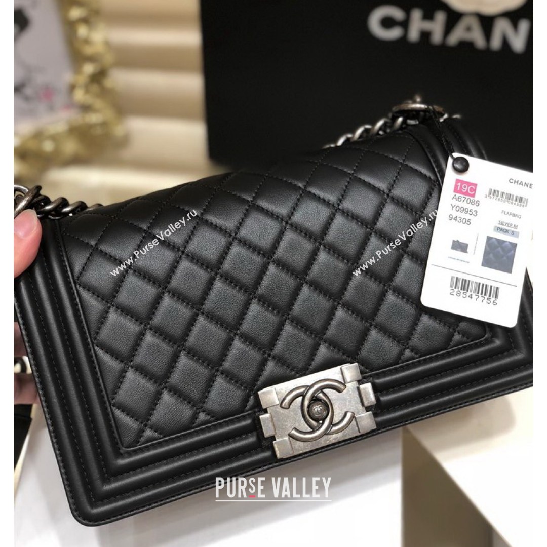 Chanel Quilted Original Incas Calfskin Leather Medium Boy Flap Bag Black/Silver (Top Quality) (SHUNY-210811055)