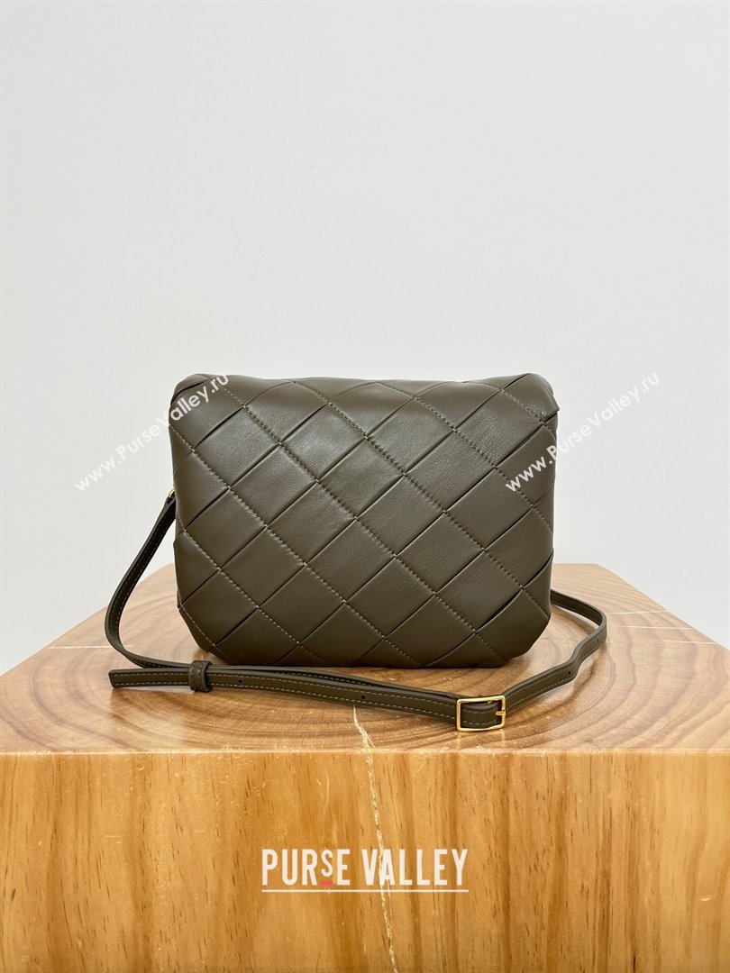 Loewe Puffer Goya in Pleated Shiny Nappa Lambskin 9076 Dark Khaki Green 2024 Top (KE-24090202)