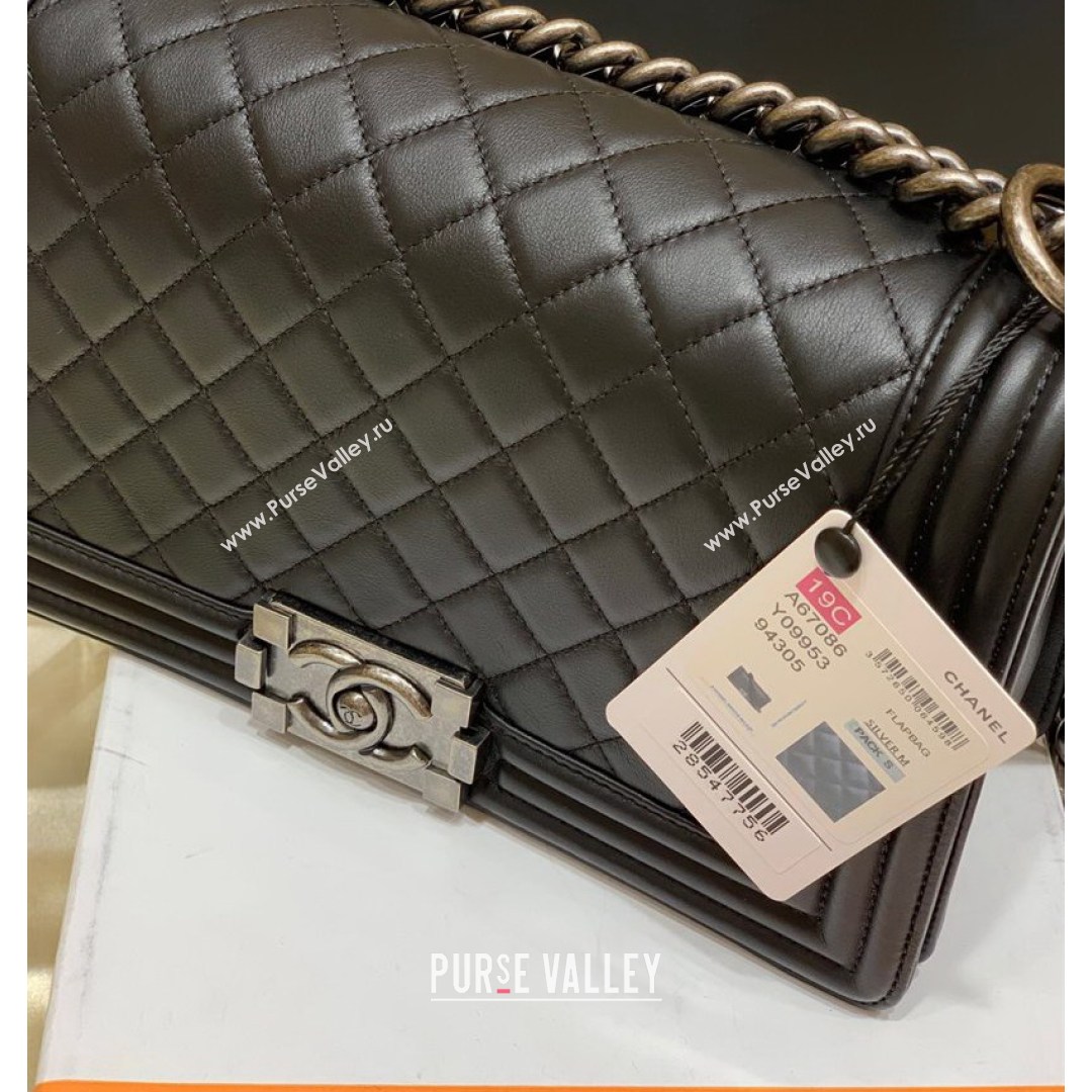 Chanel Quilted Original Incas Calfskin Leather Medium Boy Flap Bag Black/Silver (Top Quality) (SHUNY-210811055)