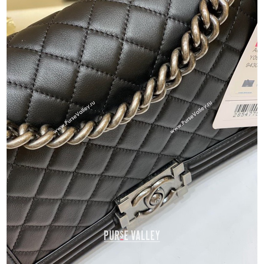 Chanel Quilted Original Incas Calfskin Leather Medium Boy Flap Bag Black/Silver (Top Quality) (SHUNY-210811055)