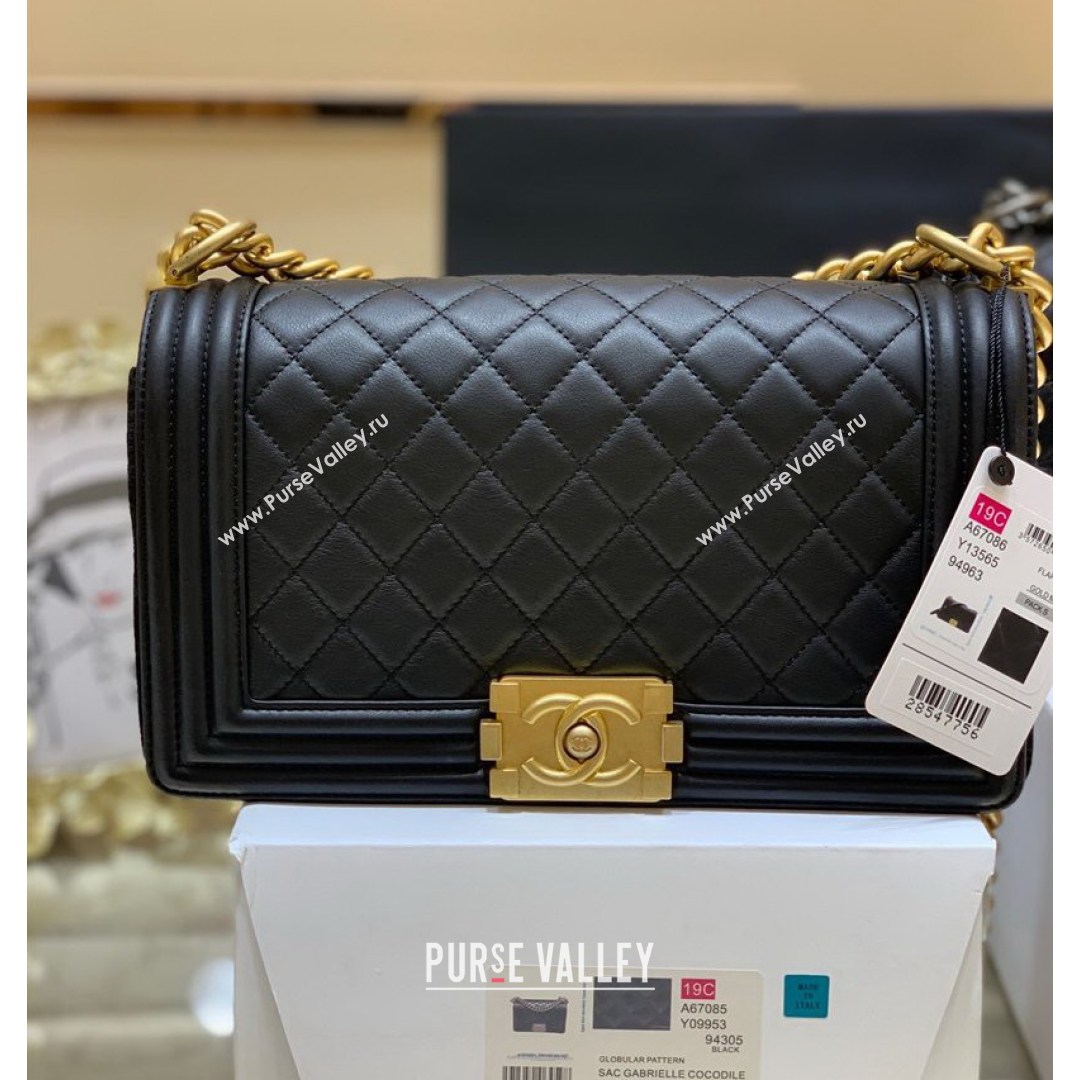 Chanel Quilted Original Incas Calfskin Leather Medium Boy Flap Bag Black/Gold (Top Quality) (SHUNY-210811056)