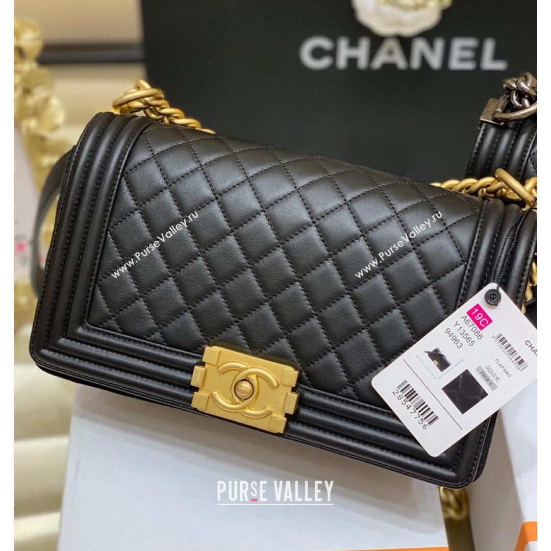 Chanel Quilted Original Incas Calfskin Leather Medium Boy Flap Bag Black/Gold (Top Quality) (SHUNY-210811056)