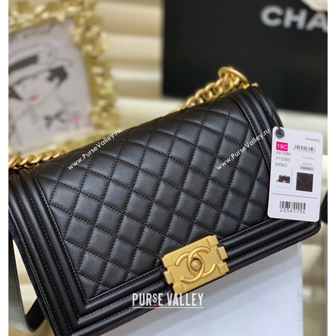 Chanel Quilted Original Incas Calfskin Leather Medium Boy Flap Bag Black/Gold (Top Quality) (SHUNY-210811056)