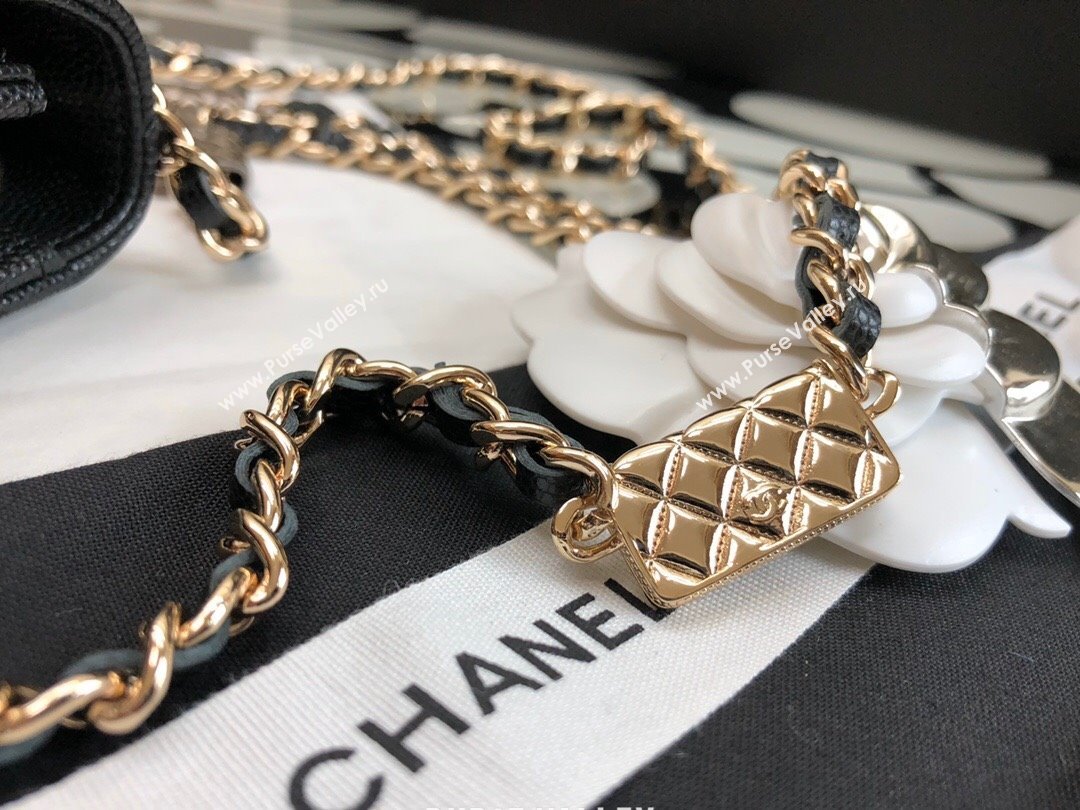 Chanel Grained Calfskin Wallet on Bag Charm Chain WOC AP2400 Black 2021 (JY-21101230)