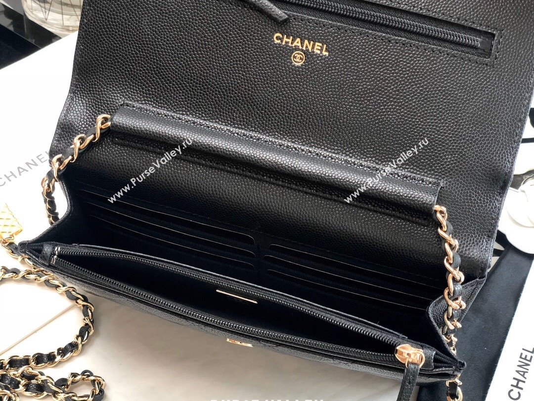 Chanel Grained Calfskin Wallet on Bag Charm Chain WOC AP2400 Black 2021 (JY-21101230)