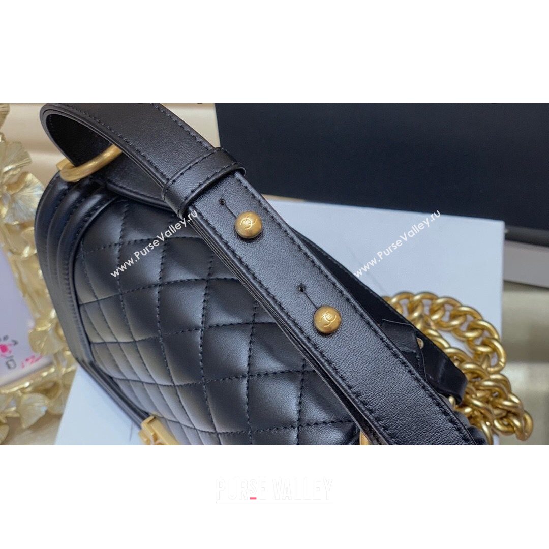 Chanel Quilted Original Lambskin Leather Small Boy Flap Bag Black/Gold (Top Quality) (SHUNY-210811063)