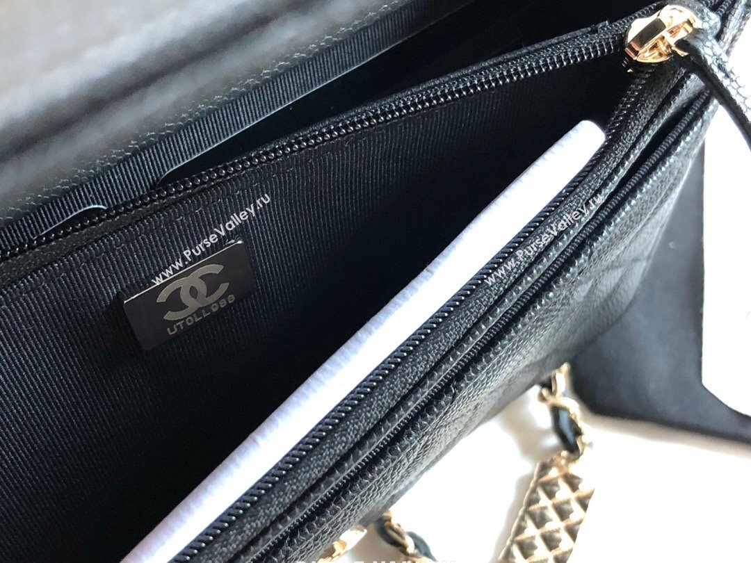 Chanel Grained Calfskin Wallet on Bag Charm Chain WOC AP2400 Black 2021 (JY-21101230)