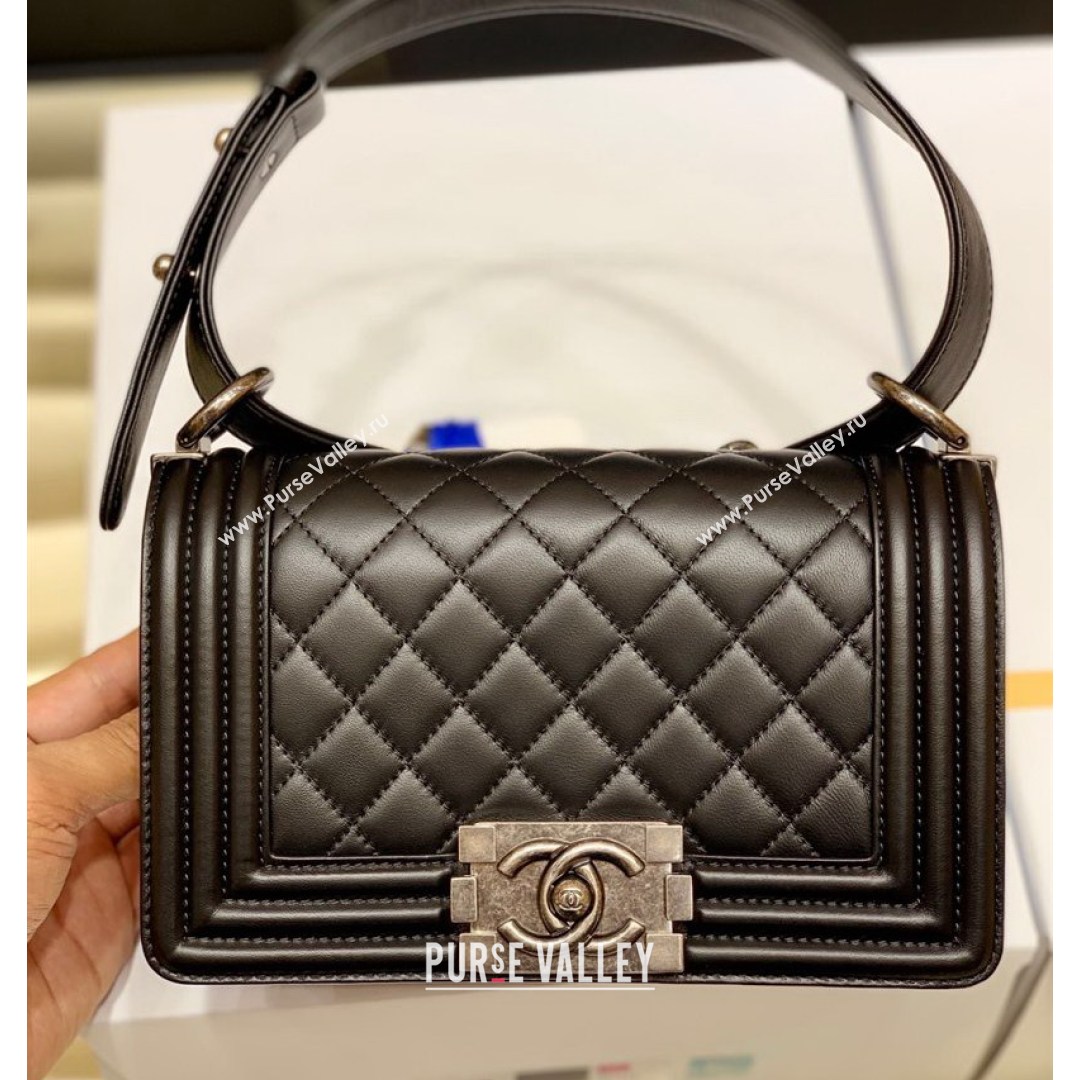 Chanel Quilted Original Lambskin Leather Small Boy Flap Bag Black/Silver (Top Quality) (SHUNY-210811064)