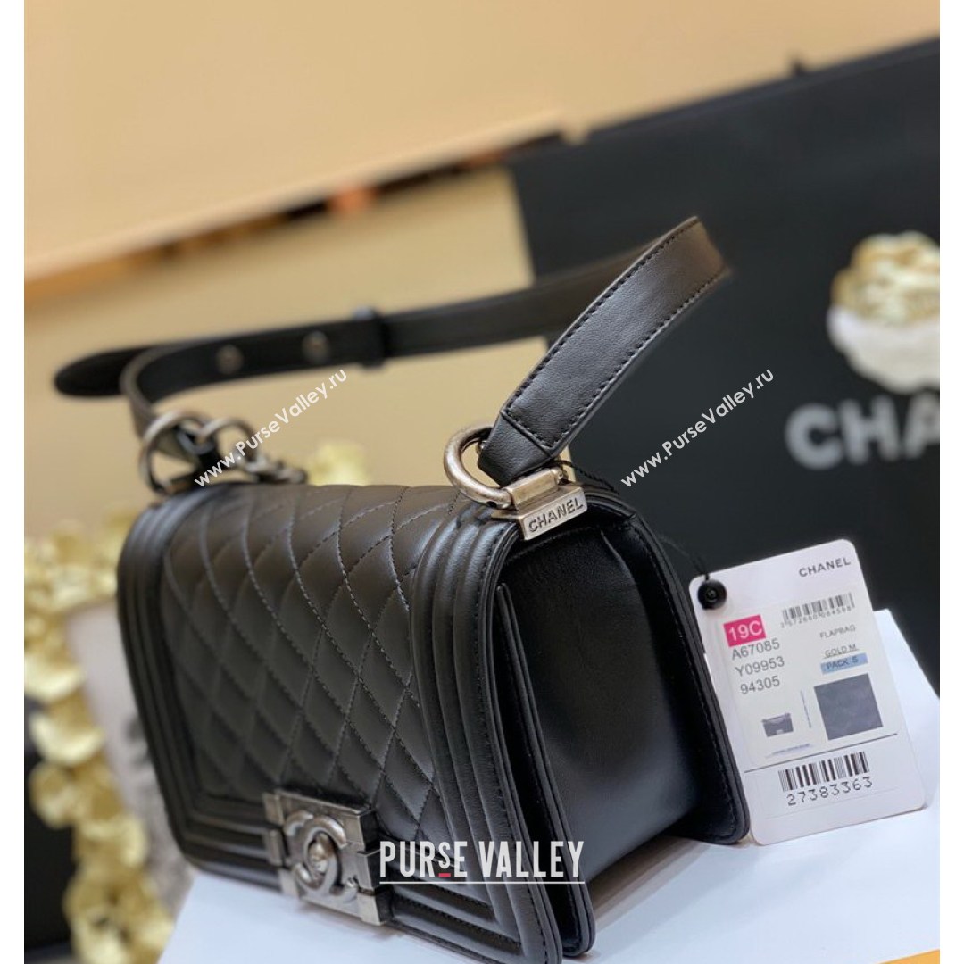 Chanel Quilted Original Lambskin Leather Small Boy Flap Bag Black/Silver (Top Quality) (SHUNY-210811064)