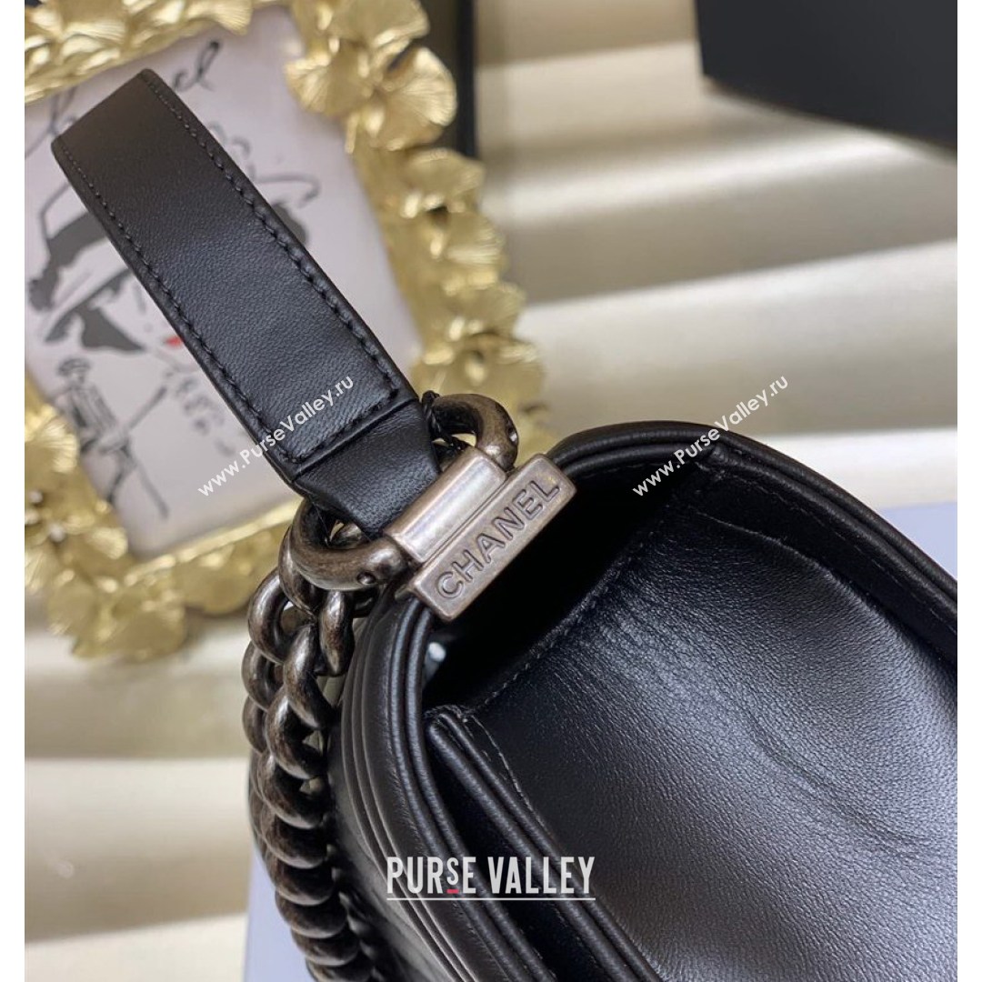 Chanel Quilted Original Lambskin Leather Small Boy Flap Bag Black/Silver (Top Quality) (SHUNY-210811064)