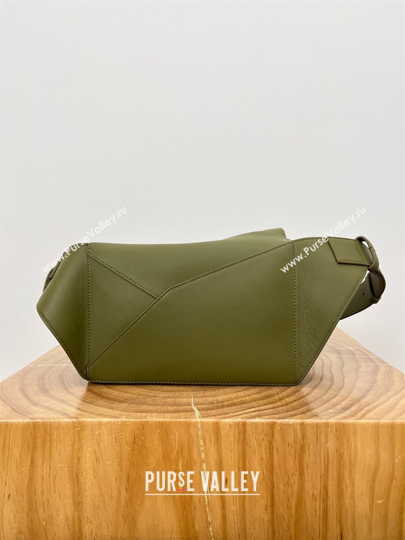 Loewe Small Puzzle Bumbag in Classic Calfskin 9114 Oliver Green 2024 Top (KE-24090205)