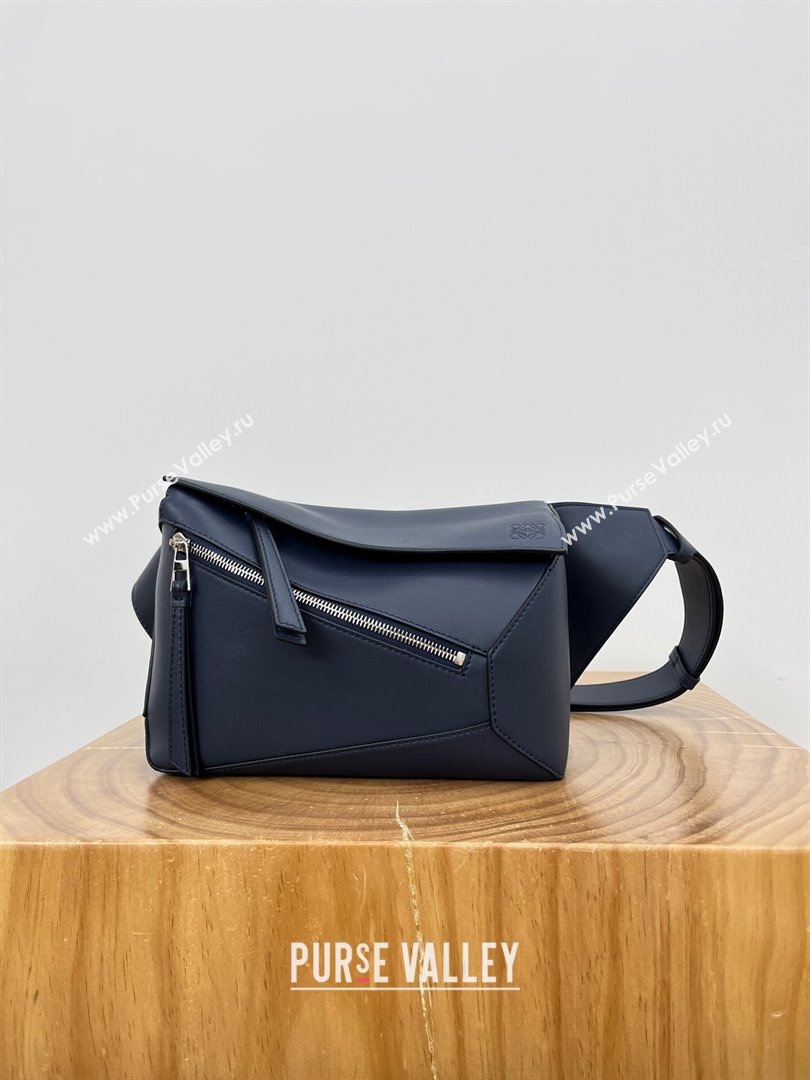 Loewe Small Puzzle Bumbag in Classic Calfskin 9114 Abyss Blue 2024 Top (KE-24090206)