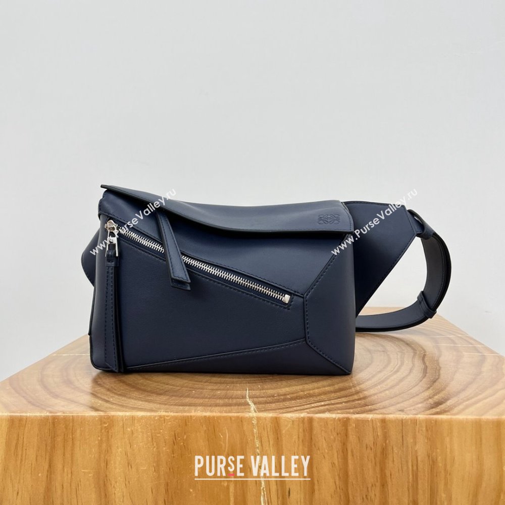 Loewe Small Puzzle Bumbag in Classic Calfskin 9114 Abyss Blue 2024 Top (KE-24090206)