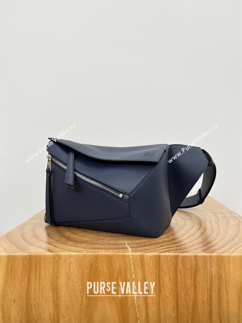 Loewe Small Puzzle Bumbag in Classic Calfskin 9114 Abyss Blue 2024 Top (KE-24090206)