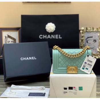 Chanel Quilted Original Lambskin Leather Small Boy Flap Bag Light Green/Gold (Top Quality) (SHUNY-210811065)