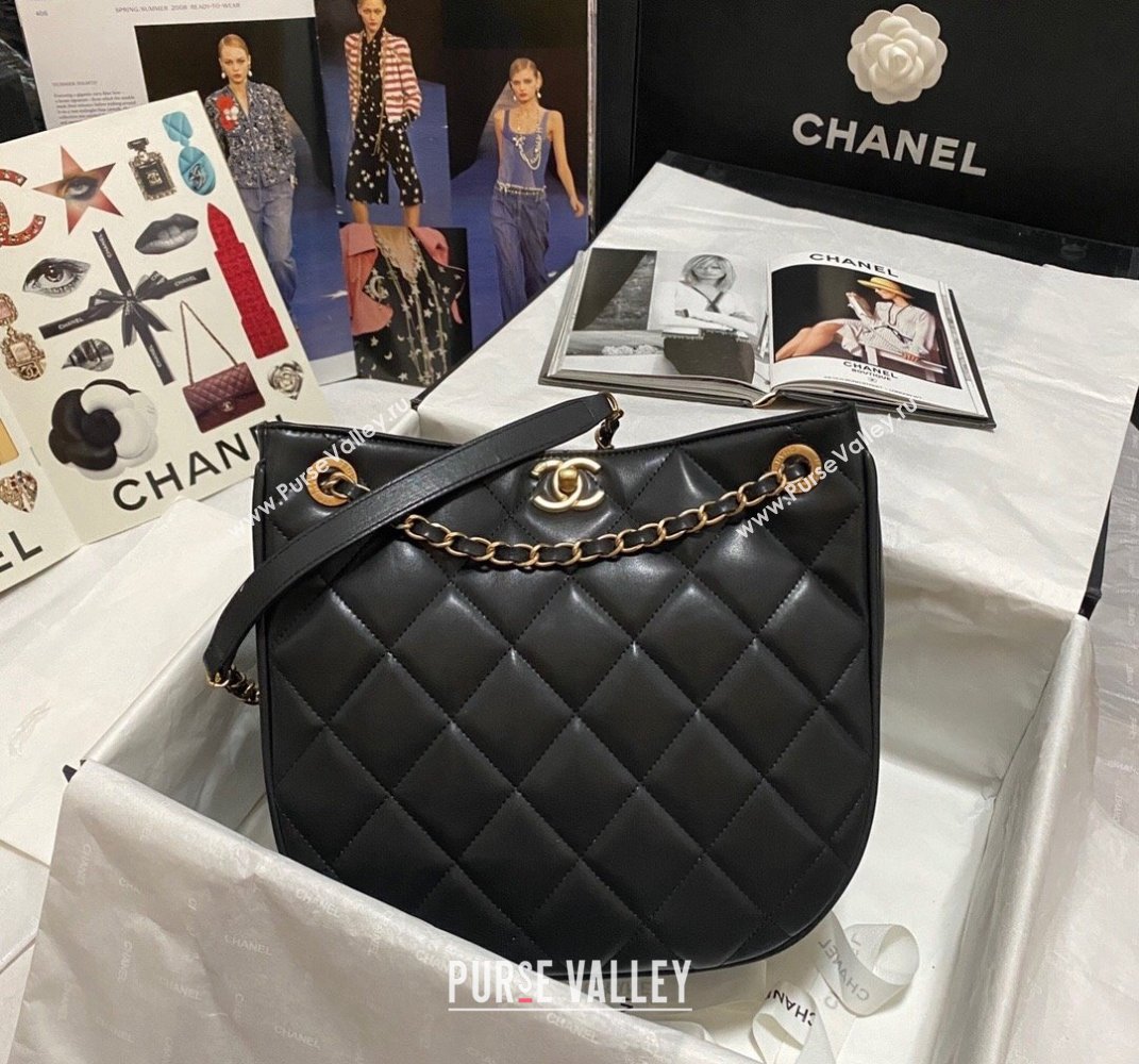 Chanel Calfskin Hobo Bag AS2724 Black 2021 (KAIS-21101274)