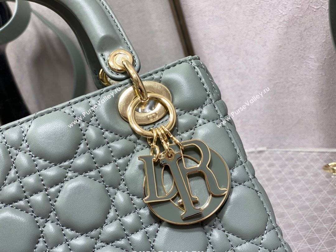 Dior Small Lady My ABCDior Bag in Rock Grey Cannage Lambskin 2024 0523 (XXG-240523066)