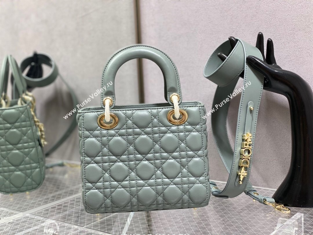 Dior Small Lady My ABCDior Bag in Rock Grey Cannage Lambskin 2024 0523 (XXG-240523066)