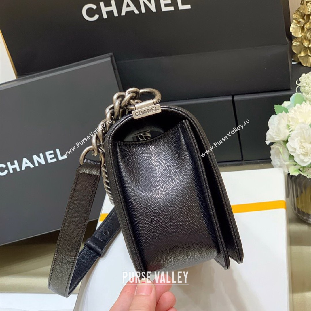 Chanel Quilted Original Haas Caviar Leather Medium Boy Flap Bag Black/Silver(Top Quality) (SHUNY-210811057)