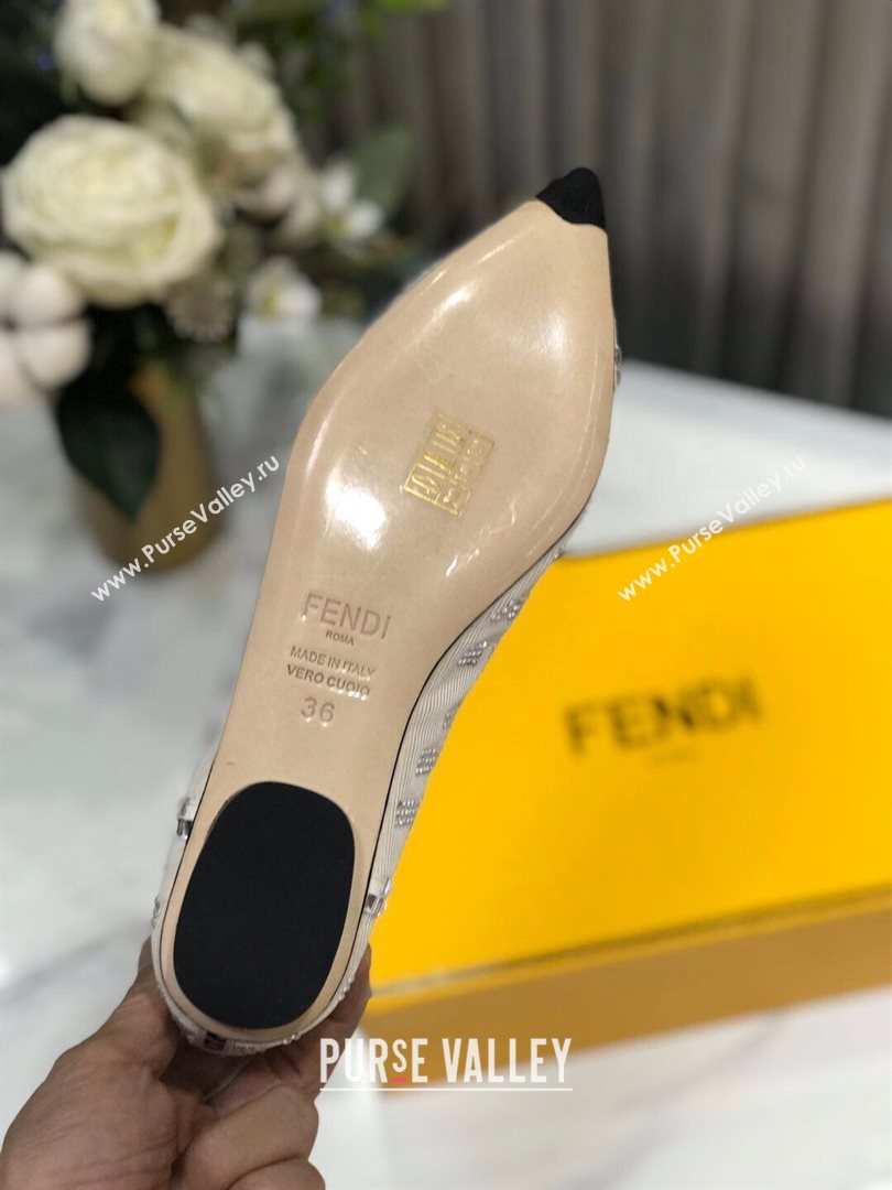 Fendi Colibri Crystal Fabric Flat Ballerinas White 2020 (MD-20122154)