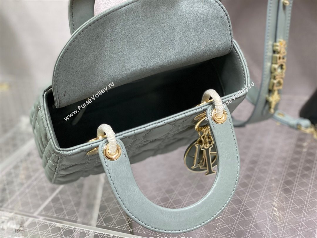 Dior Small Lady My ABCDior Bag in Rock Grey Cannage Lambskin 2024 0523 (XXG-240523066)