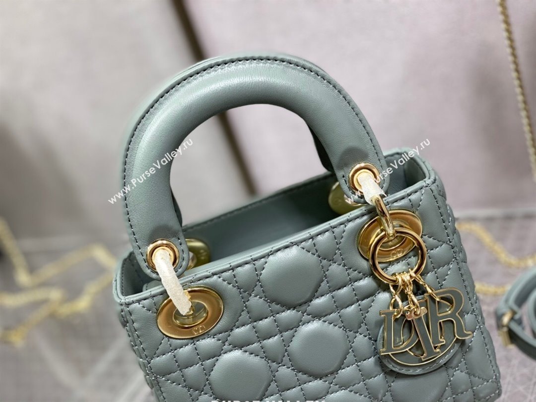 Dior Mini Lady Dior Bag in Rock Grey Cannage Lambskin 2024 0523 (XXG-240523067)