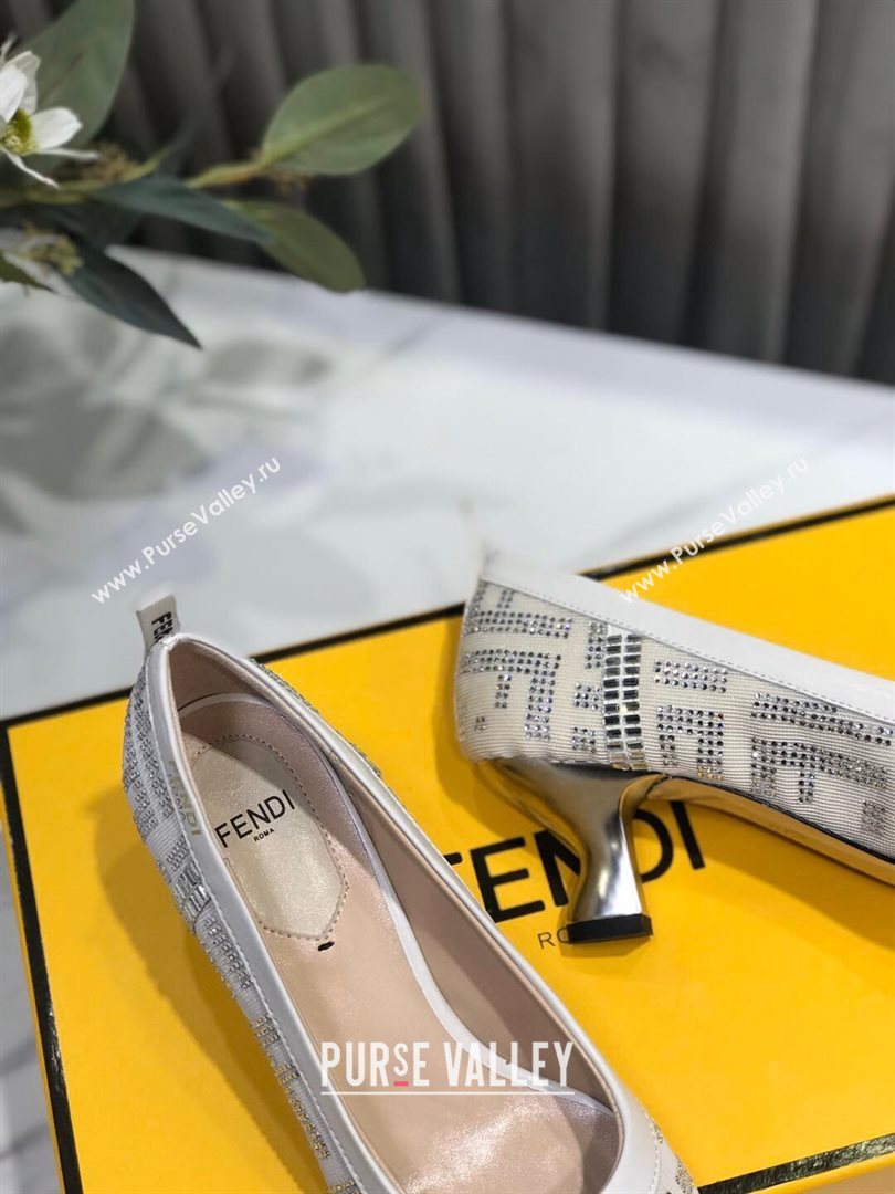 Fendi Colibri Crystal Fabric Pumps 5.5cm White 2020 (MD-20122153)