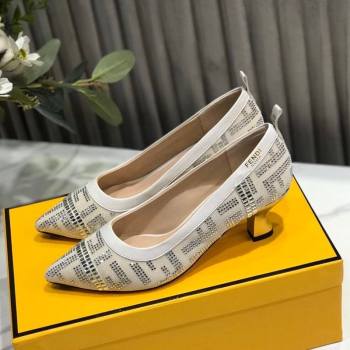 Fendi Colibri Crystal Fabric Pumps 5.5cm White 2020 (MD-20122153)