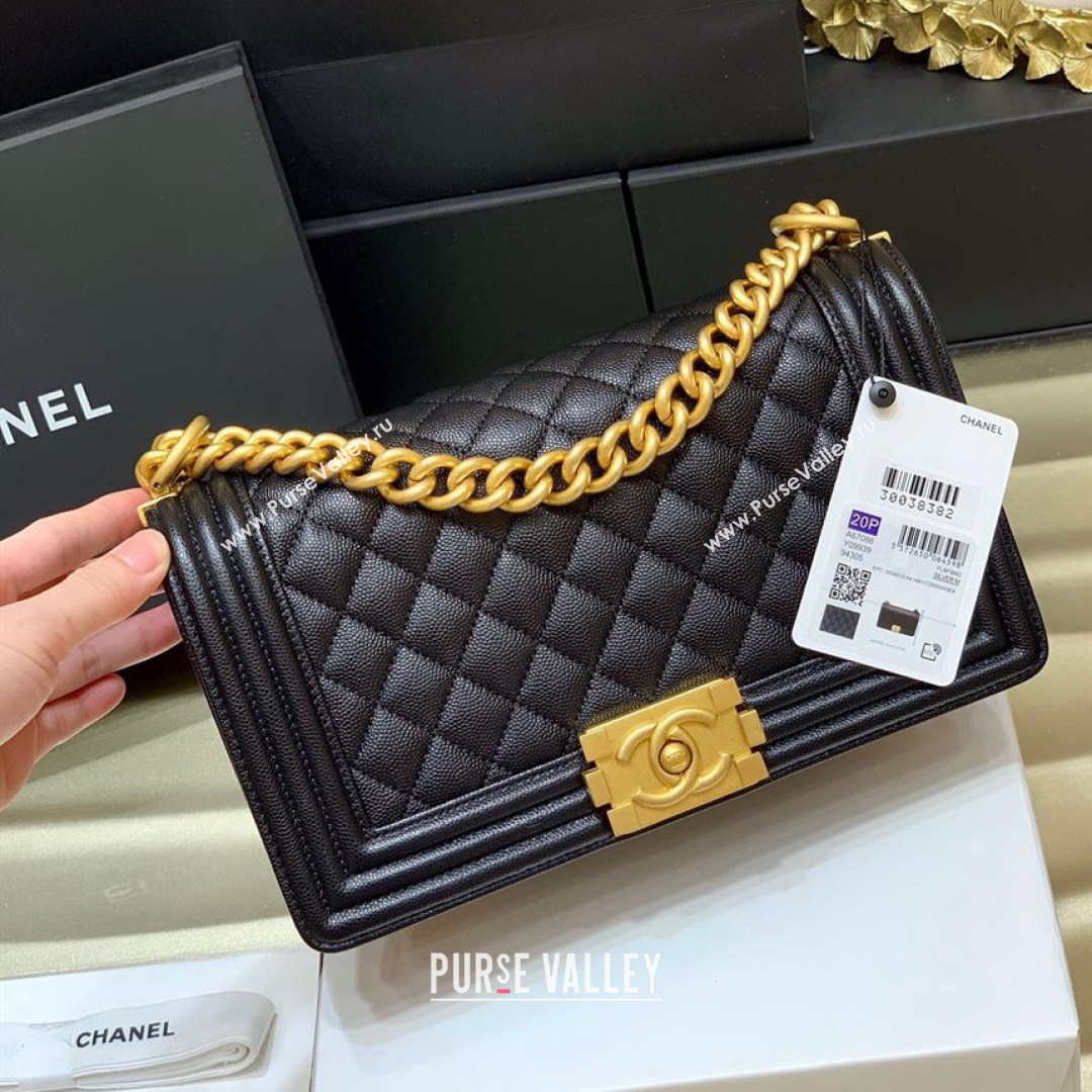 Chanel Quilted Original Haas Caviar Leather Medium Boy Flap Bag Black/Gold(Top Quality) (SHUNY-210811058)