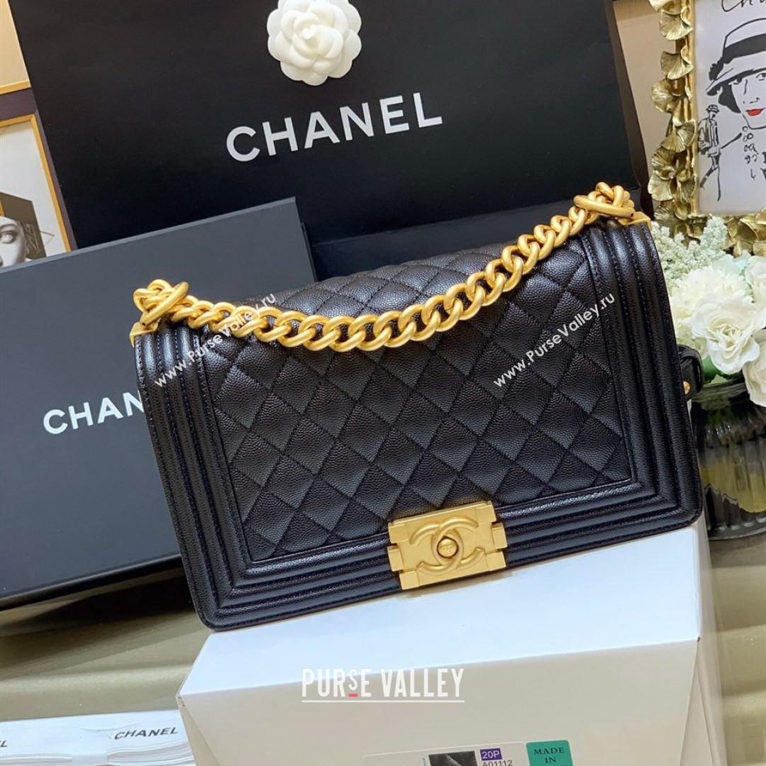 Chanel Quilted Original Haas Caviar Leather Medium Boy Flap Bag Black/Gold(Top Quality) (SHUNY-210811058)