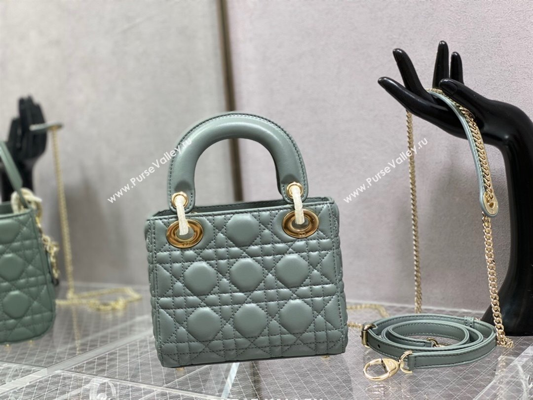 Dior Mini Lady Dior Bag in Rock Grey Cannage Lambskin 2024 0523 (XXG-240523067)