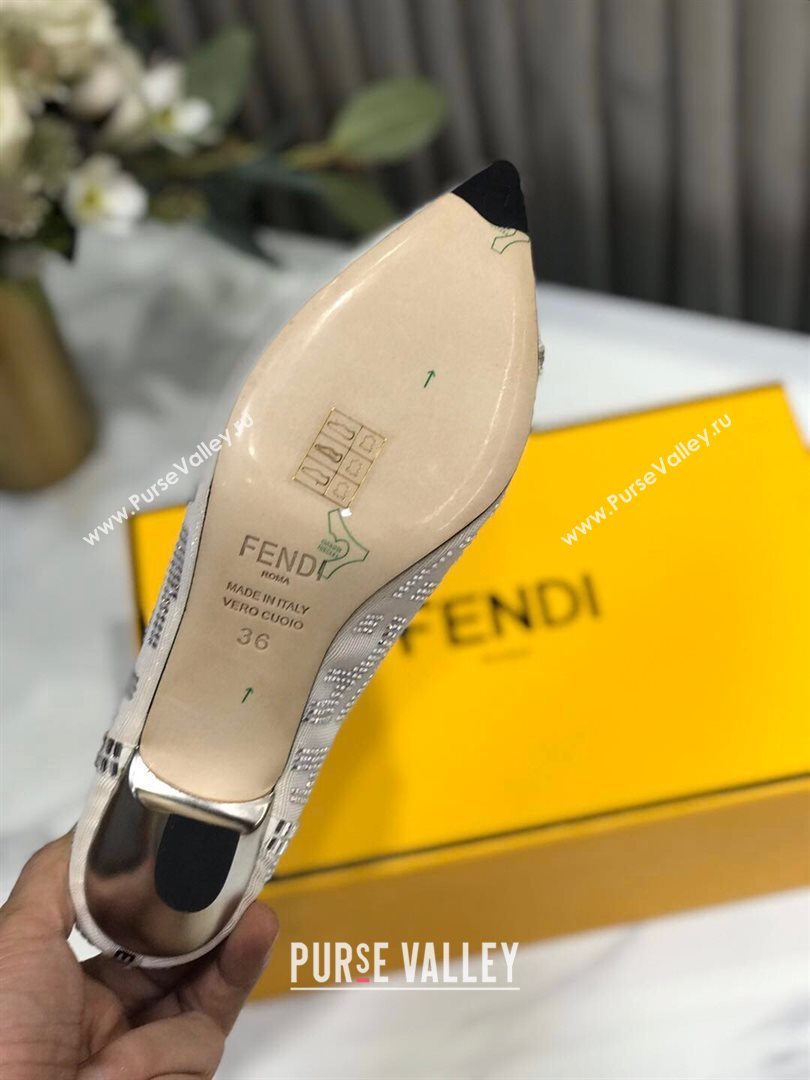 Fendi Colibri Crystal Fabric Pumps 5.5cm White 2020 (MD-20122153)