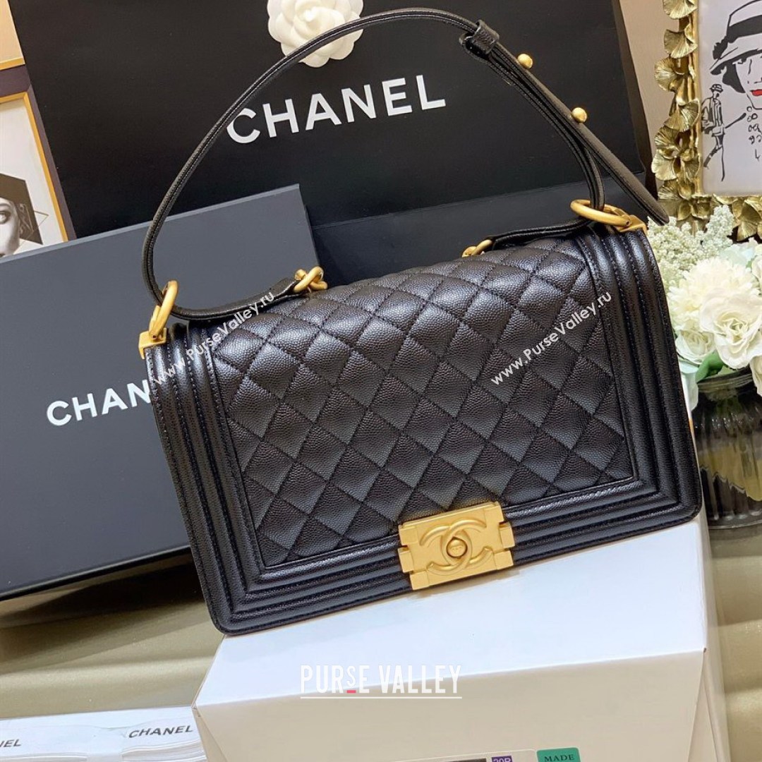 Chanel Quilted Original Haas Caviar Leather Medium Boy Flap Bag Black/Gold(Top Quality) (SHUNY-210811058)