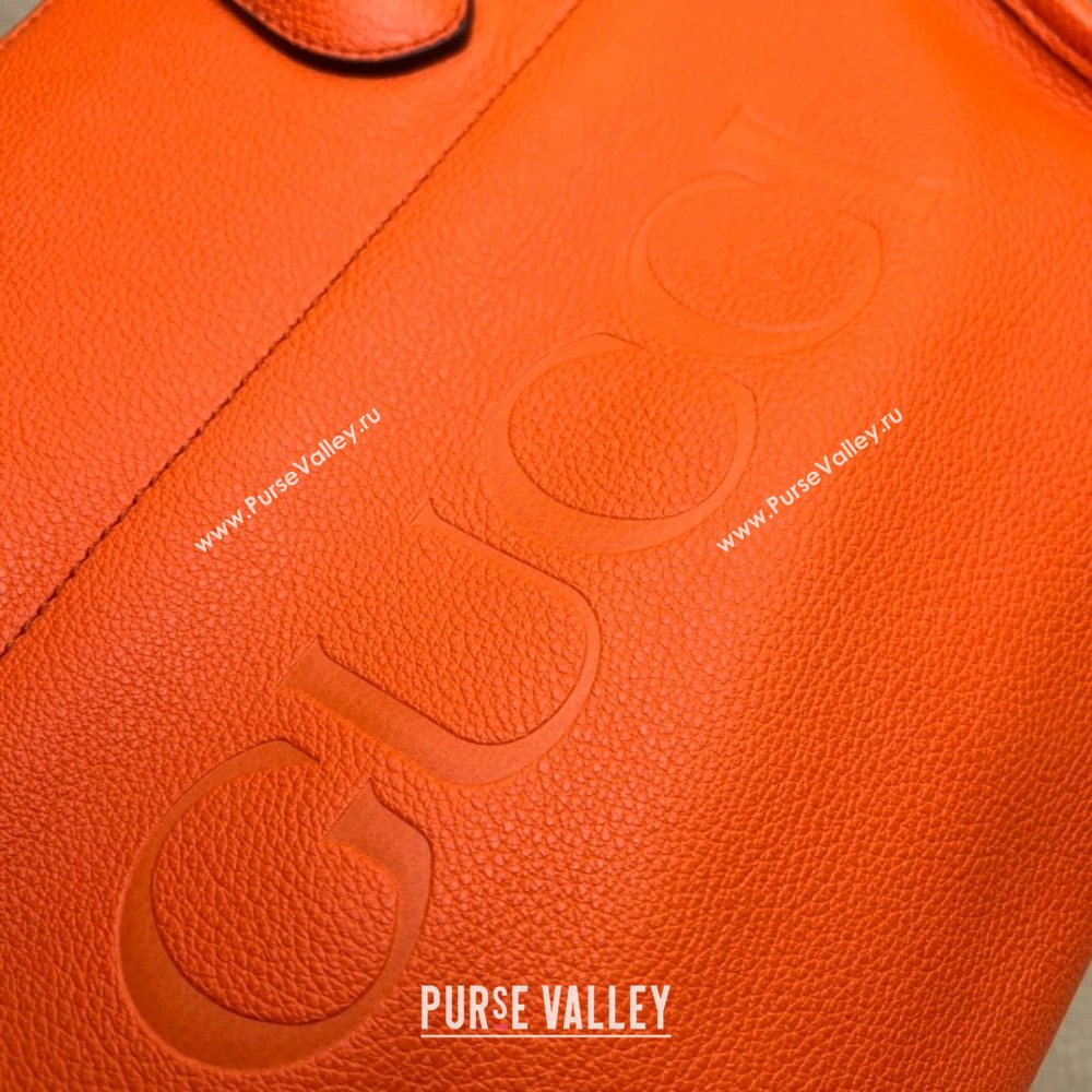 Gucci Leather Small Tote Bag with Gucci logo 674822 Orange 2022 (DLH-22011728)