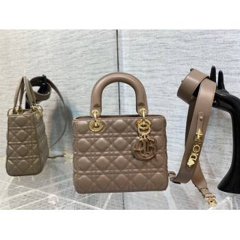 Dior Small Lady My ABCDior Bag in Khaki Grey Cannage Lambskin 2024 0523 (XXG-240523068)