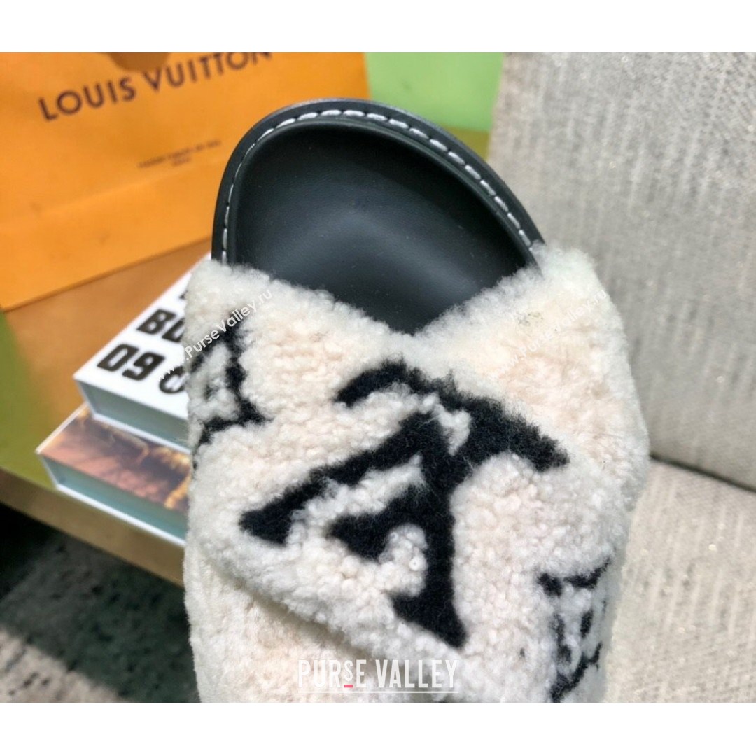 Louis Vuitton Paseo Logo Wool Flat Comfort Sandals White/Black 2021 02 (MD-21081021)