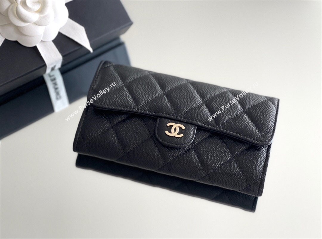 Chanel Grained Calfskin Classic Flap Long Wallet CH121302 Black 2023 Top (MHE-23121304)