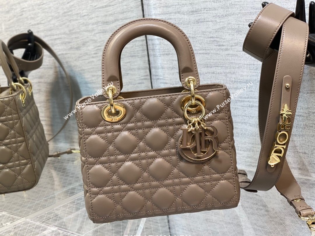 Dior Small Lady My ABCDior Bag in Khaki Grey Cannage Lambskin 2024 0523 (XXG-240523068)