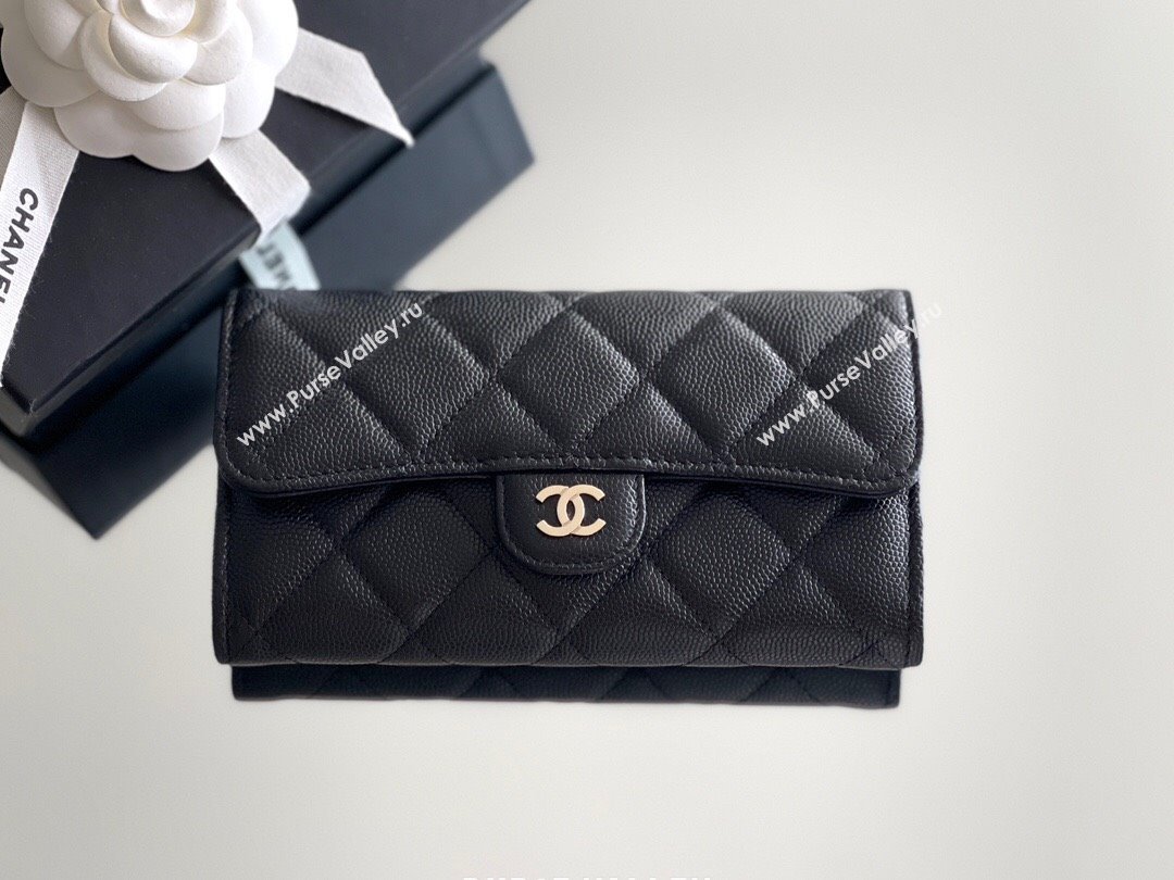 Chanel Grained Calfskin Classic Flap Long Wallet CH121302 Black 2023 Top (MHE-23121304)