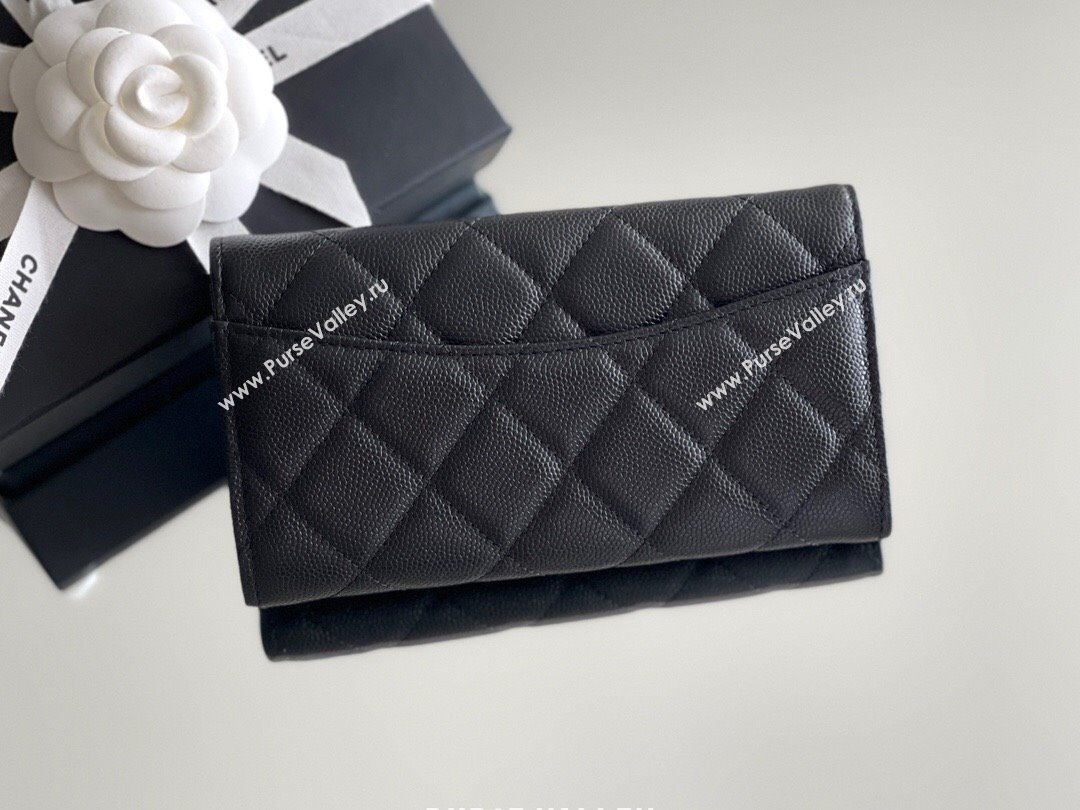 Chanel Grained Calfskin Classic Flap Long Wallet CH121302 Black 2023 Top (MHE-23121304)