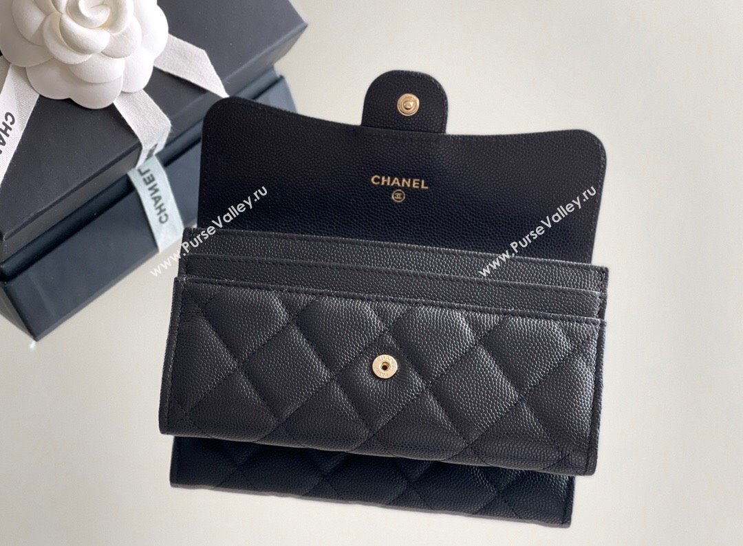 Chanel Grained Calfskin Classic Flap Long Wallet CH121302 Black 2023 Top (MHE-23121304)