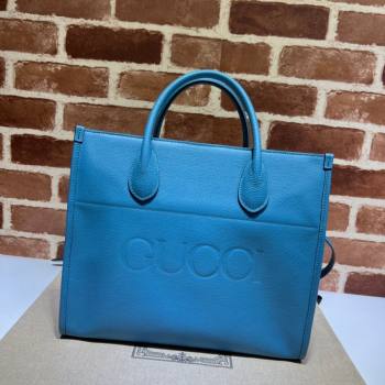 Gucci Leather Small Tote Bag with Gucci logo 674822 Blue 2022 (DLH-22011729)