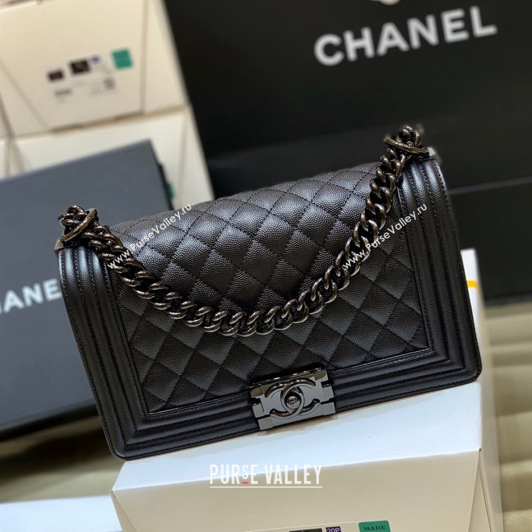 Chanel Quilted Original Haas Caviar Leather Medium Boy Flap Bag All Black (Top Quality) (SHUNY-210811059)