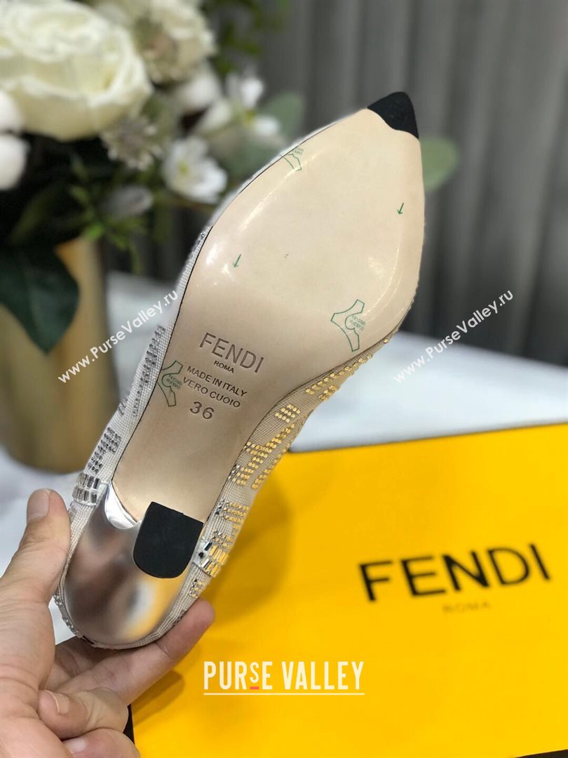 Fendi Colibri Crystal Fabric Pumps 8.5cm White 2020 (MD-20122152)