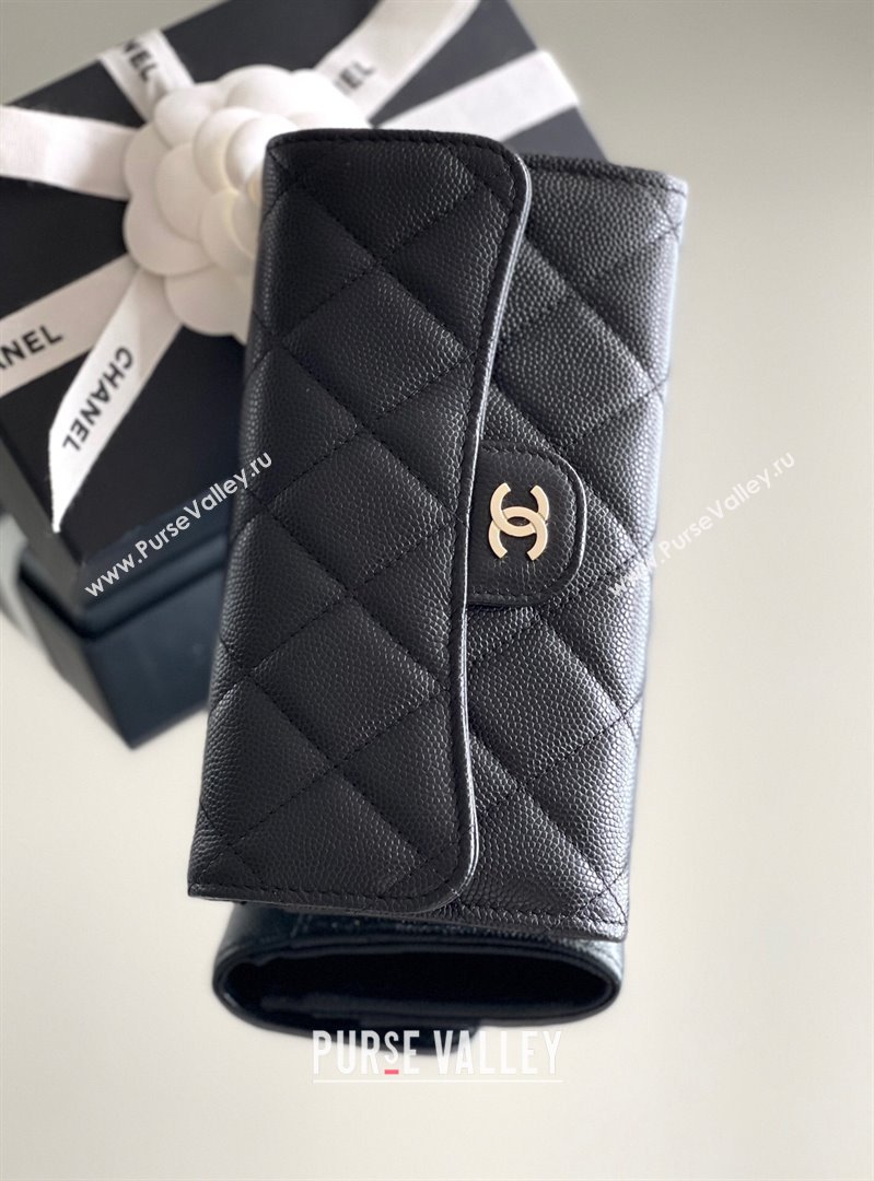 Chanel Grained Calfskin Classic Flap Long Wallet CH121302 Black 2023 Top (MHE-23121304)