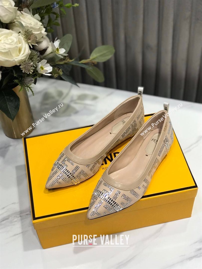 Fendi Colibri Crystal Fabric Flat Ballerinas Nude 2020 (MD-20122157)