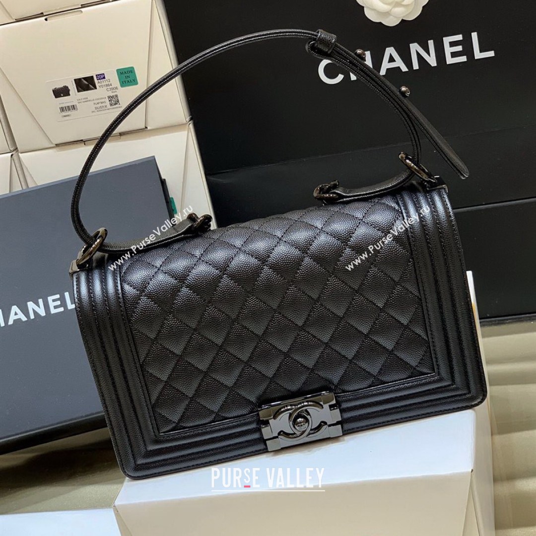 Chanel Quilted Original Haas Caviar Leather Medium Boy Flap Bag All Black (Top Quality) (SHUNY-210811059)