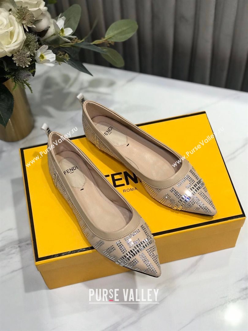 Fendi Colibri Crystal Fabric Flat Ballerinas Nude 2020 (MD-20122157)